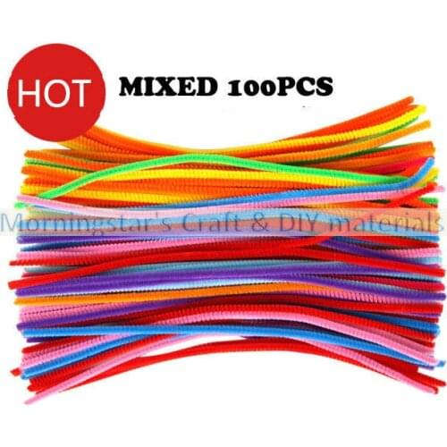 100pcs 6mm x 300mm Chenille Stems Twist Wire Stems Pipe Cleaners Children Handmade Education Chenille Craft Christmas decoration