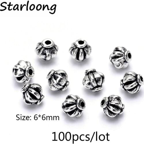 100pcs/lot antique vintage silver plated zinc alloy pumkin shape little charm spacer alloy beads DIY Jewelry making for bracelet