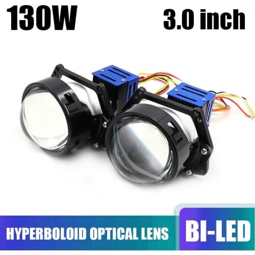 130W Bi-LED Hyperboloid Projector Lenses Hi/Lo LED Lamps H8 Bulb 9005 9006 H4 H7 For Headlight Car-styling Retrofit Beam Lens