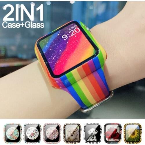 2IN1 Full Screen protector + Watch bumper For Apple Watch 5 4 3 2 40mm 44mm TPU Case For iWatch Series SE 6 5 4 38mm 42mm cover