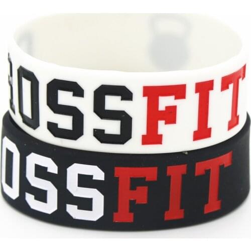 25PCS New Fashion Jewelry CROSS FIT BRACELETS Black White Silicone Rubber CrossFit Bracelets & Bangles Wristbands Bands SH042