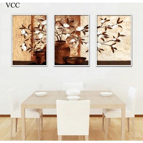 3 Piece Wall Painting Flower Picture Poster,Canvas Paintings On The Wall Pictures For Living Room Cuadros Decoration,Wall Decor