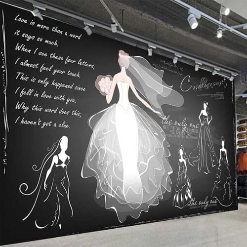 Custom 3D Wallpaper Modern Blackboard Hand-painted Wedding Fashion Clothing Store Background Wall Painting Photo Wall Murals 3 D
