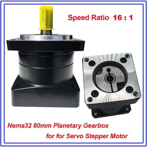 80mm Nema32 Ratio 16 :1 Planetary Gearbox Speed Reducer Shaft 19mm Carbon steel Gear for Servo Stepper Motor