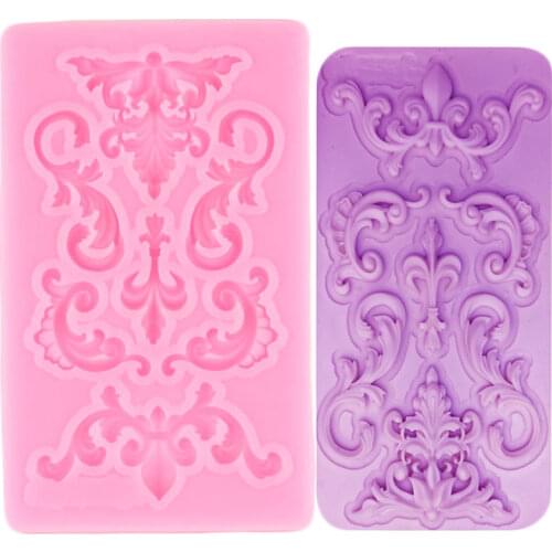 Baroque Scroll Relief Border Silicone Mold DIY Cupcake Topper Fondant Cake Decorating Tools Candy Clay Chocolate Gumpaste Moulds