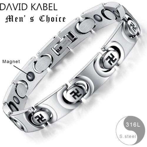 19.5cm Mens Metal Swastika Bracelet,stainless Steel Bracelet,male Stainless Steel Motorcycle Chain Bracelet 19.5cm