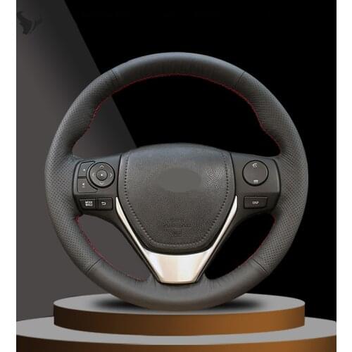 Black Artificial Leather Steering Wheel Cover for Toyota RAV4 2013-2018 Toyota Corolla 2014-2017 Auris 2013 2014 2015 2016