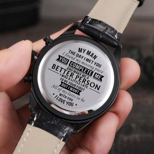 TO MY Boyfriend Personal Custom Leather Watch GiftS Personalized Men Wristwatch Christmas presents