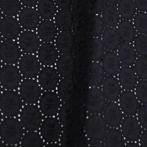 Black Embroidery Floral Fabric Eyelet Cotton Fabric for Dress,Shirts,Curtain,Apparel Sewing Fabric,by the Yard