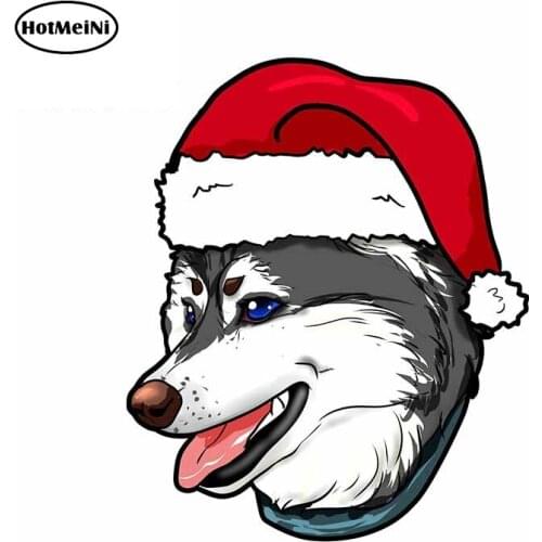 HotMeiNi 13cm x 10.6cm for Siberian Husky Christmas Hat Vinyl Decal Scratch-proof Personality Waterproof JDM Assessoires