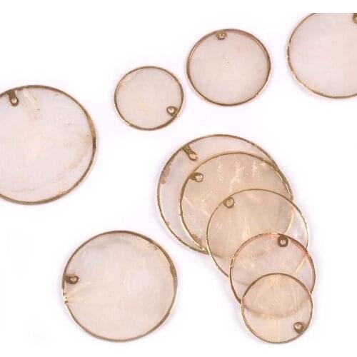 2Pcs Round Shape Natural Transparent Shells Pendants For Jewelry Making Earring Bracele Accessories Necklace Diy Crafts tr0374