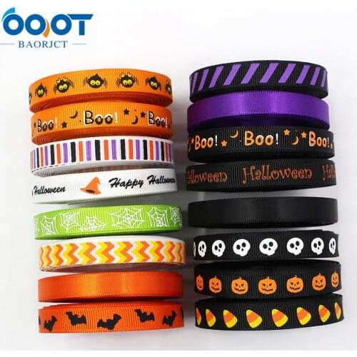 3/8'' 10Y Halloween Grosgrain Ribbon 10 yards DIY handmade clothing accessories Headwear Gift packaging decoration