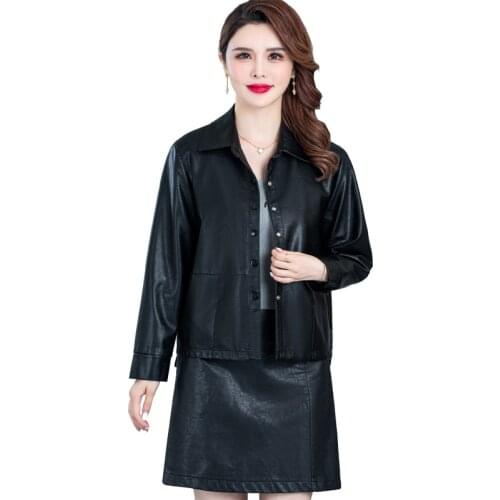New Womens Faux Pu Leather Jackets Ladies Soft Wash Leather Single Breasted Coat Female leather Outerwear Women Pockets Clothing