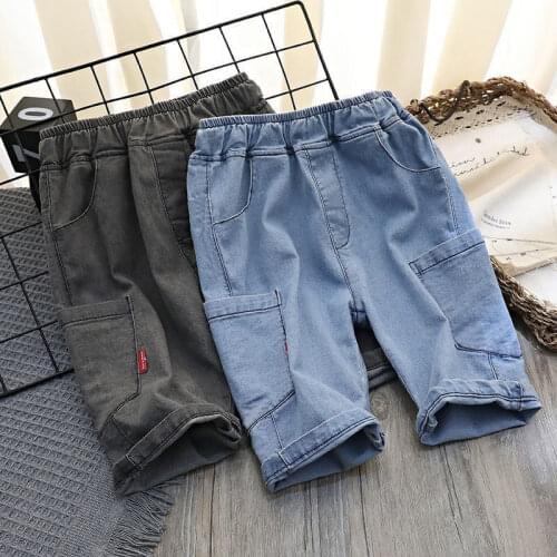 JY Boys' Summer Boys Denim Shorts Wear Big Childrens Five-Point Pants Loose Thin 110-160 1522