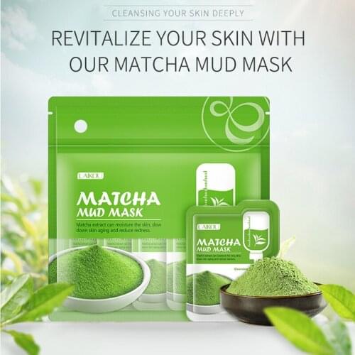 LAIKOU 50pcs Longjing Matcha Green Clay Face Mask Oil Control Acne Shrink Pores Whitening Skin Blackhead Remover Skin Care
