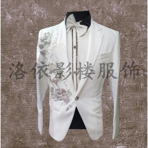 Men suits designs homme terno stage costumes for singers men sequin blazer dance clothes jacket star style formal dress korean