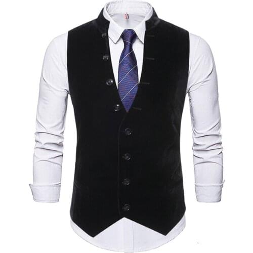 Mens Sleeveless Suit Vest Casual Stand-up Collar with Multi-button Waistcoat