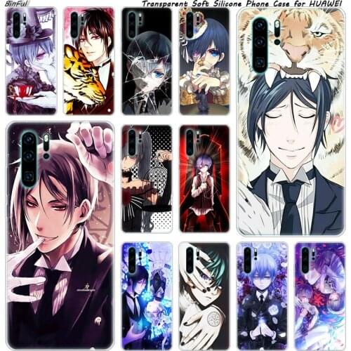 Anime Black Butler and a cat Soft Silicone Phone Case for Huawei P30 P20 Pro P10 P9 P8 Lite 2017 P Smart Z Plus 2019 NOVA 3 3i