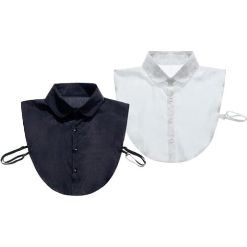 HANYIMIDOO New Women Cotton Lace Fake Collar Blouse Vintage Detachable Shirt Collar False Collar Lapel Top Women Accessories