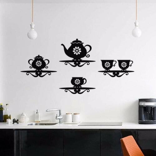 Kitchen Wall Sticker Coffee Shop Art Vinyl Wall Decals Dining Room Teapot Home Decoration Removable Murals Wallpaper 4508