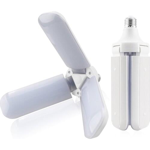 Newest E27 45W 110-265V Super Bright LED Bulb Foldable Fan Blade Angle Adjustable Livingroom Ceiling Lamp forHome Energy Saving