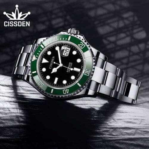 CISSDEN 2021 New Luxury Brand Men Automatic Watches All Luminous Fashion Watches for men Mechanical Wristwatches NH35A Movement
