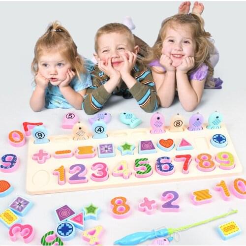 New Montessori Educational Toys Children Busy Board Math Fishing Childrens Preschool Montessori Toy Counting Geometry Kids Gift