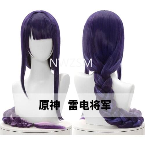 Game Anime Genshin Impact Shogun Cosplay Wig Pre Styled Blue Long Heat Resistant Synthetic Wigs