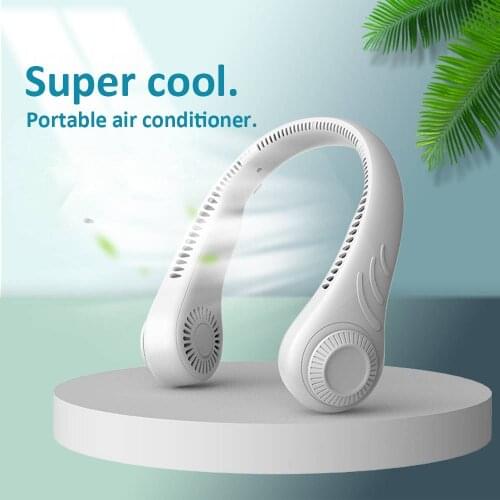 Portable Leafless Hanging Neck Fan 360 Degree Lazy Neckband Fan 78 Surround Air Outlets Sport Fan USB Rechargeable Neck Fan