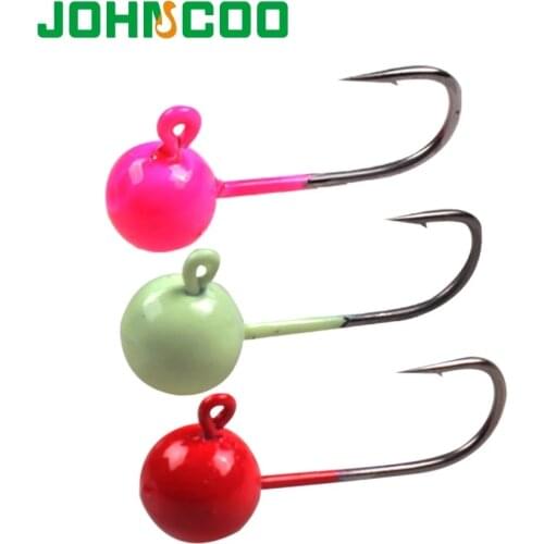 JOHNCOO 10pcs Fishing Jig Head Hook 1g-7g Ball Jig Head Worm Bait Lead Hook Fishing Jigs for Bass Fishing Hook