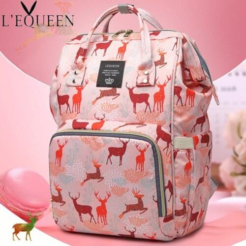 Lequeen Mummy Backpack Deer pattern Multifunctional Baby Diaper Bag Mommy Nappy Mother Maternity Backpacks travel LPB39