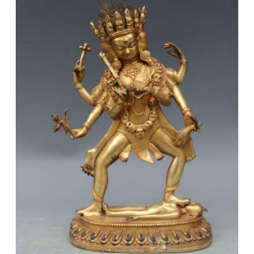 Tibet Buddhism Pure Copper Bronze Guhyasamaja Kalachakra Yum-yab Buddha Statue