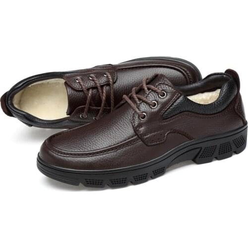 Warm Business Mens Shoes Genuine Leather Tooling Round Toe Luxury Loafers Designer Men Handmade Lace-up Formal Shoes