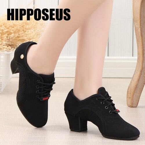 Modern Ballroom Dance Shoes Oxford Cloth Soft/Rubber Sole Men Tango Shoes 3/5cm Square Heels Women Indoor/Outdoor Dancing Shoes