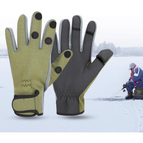 Outdoor Winter Fishing Gloves Waterproof Three or Two Fingers Cut Anti-slip Climbing Glove Hiking Camping Riding Gloves