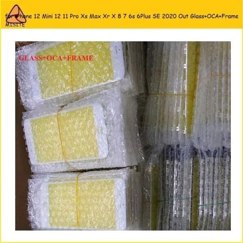 2Pcs outer glass With OCA Glue for iPhone Mini 12 11 Pro Xs Max XR X 8 7 6s 6 Plus SE2020 LCD touch lens Middle Frame Parts