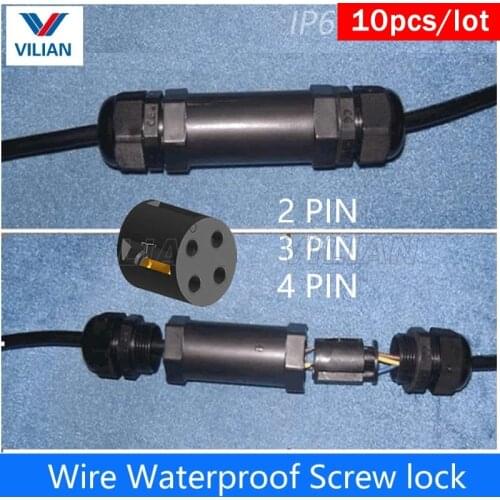 Waterproof 2 Pin 3 Pin 4 Pin Electrical Cable Connectors Quick Splice Screw Lock Wire terminals easy fit for LED strip 10 unit