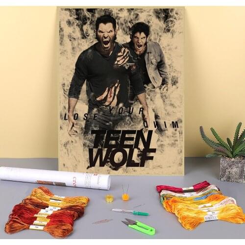 Wolf Animal Printed 11CT Cross-Stitch DIY Embroidery Set DMC Threads Handicraft Handiwork Knitting Needlework Gift Counted