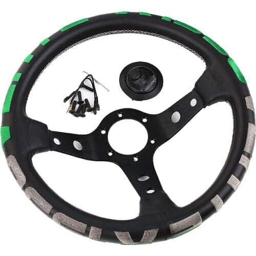 VER Embroidery 13 inch 1996 Genuine Leather Drift Sport Steering wheel VER with Logo