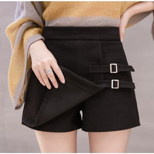2021 New Harajuku Black Grey High Waist Woolen Short Skirts Womens Clothes Fall Winter Korean Fashion Wool Mini Kawaii