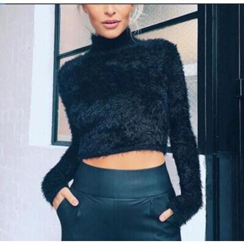 Womens new short sweater Wild Long sleeve High neck Bottoming Sets Head Plush clothing fashion Sportswear autumn outerwear