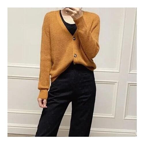 Women Sweater Soft and Fluffy Retro and Classic V-neck Cardigan
