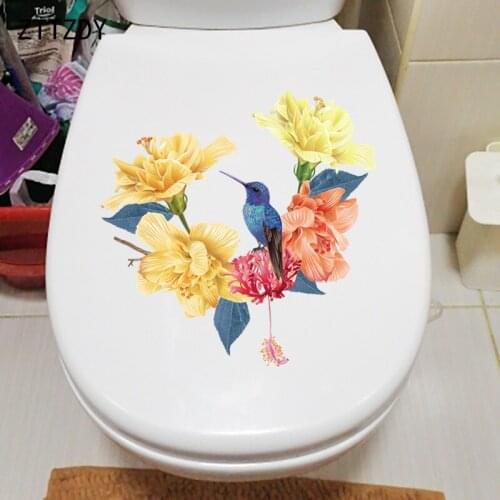 ZTTZDY 24.1×24.2CM Modern Flowers And Birds Home Living Room Wall Stickers Bathroom Toilet Decor T2-1341