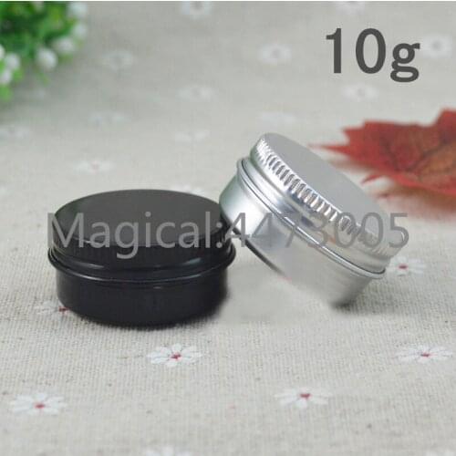 10g ML refillable box silver/black empty round aluminum metal tin cans bottle cosmetic cream box DIY jar Aluminum Lipstick Pot