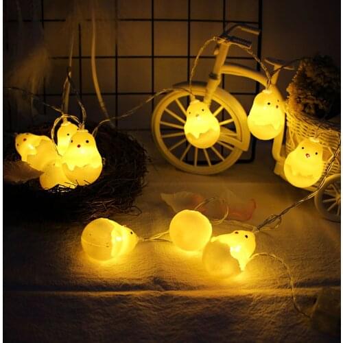 118.11inch 20-LED Battery Operated Funning Chicken String Lights Toys for Easter Holiday Celebration Home Party Decoration Props