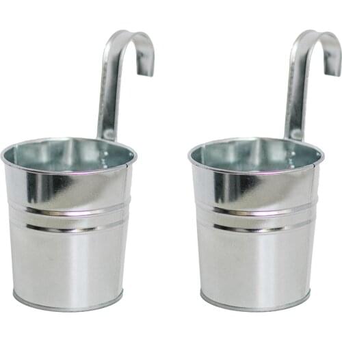 Flowerpot Tin Bucket Plant Pot Flowerpots 2 Pcs Handmade With Hook Vintage Style High Quality Durable Basket Planter Holder