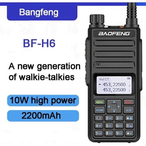 2021 New 10W/KM Baofeng BF-H6 Type Walkie-Talkie Radio Transceiver VHF UHF CB Ham Scanner Two-Channel Dual-Frequency For Hunting