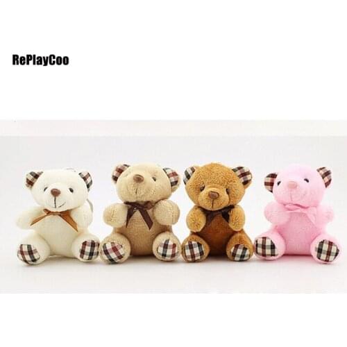25Pcs/Lot Mini Teddy Bear Stuffed Plush Toys 8cm Small Bear Stuffed Toys pelucia Pendant Kids Birthday Gift Party Decor 004