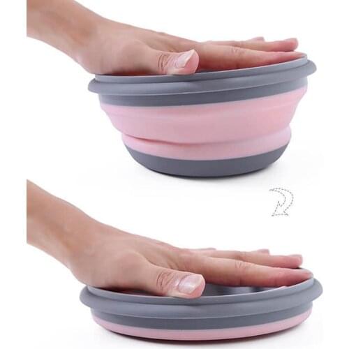 3 pcs/set Foldable Silicone Tableware Set Portable Food Container Salad Dish Camping Travel Outdoor Food Bowl for Kitchen