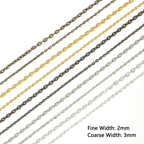 5meters Metal Necklace Link Chains 2mm 3mm width Gold Bracelet Chains Bulk Materials For Jewelry Making Diy Handmade Supplies